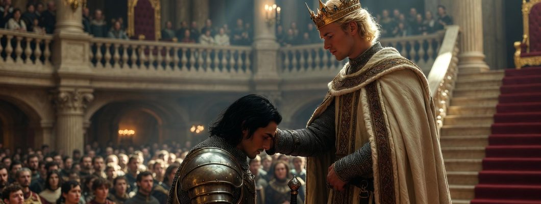 Ceremonia de investidura de un caballero medieval