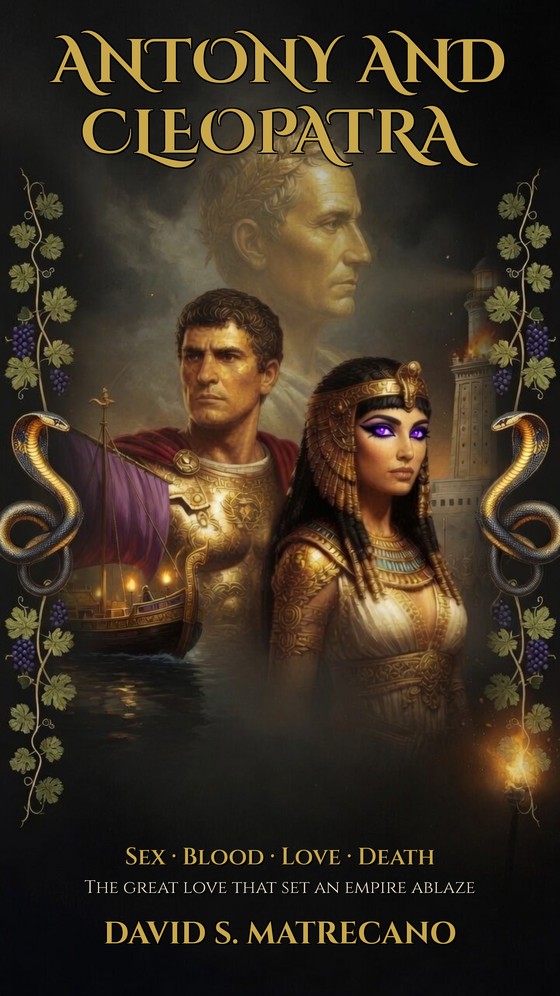 Cover of the book «Antony and Cleopatra» by David S. Matrecano: Mark Antony and Cleopatra before the Lighthouse of Alexandria